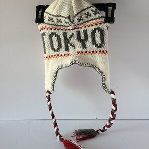 ROBIN RUTH KNITTED PERUVIAN HAT/BRAIDED TASSEL BEANIE-WINTER SKI STYLE- ONE SIZE